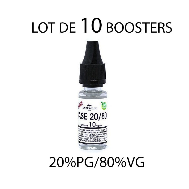 Lot de 10 Boosters de nicotine 20PG/80VG Lot de 10 Boosters de nicotine 20PG/80VG
