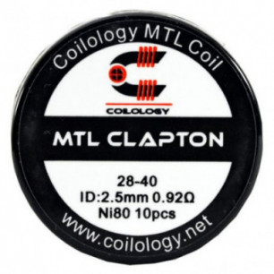 Boite de 10 coils Coilology MTL Clapton-ni80  28/40  0.92ohm