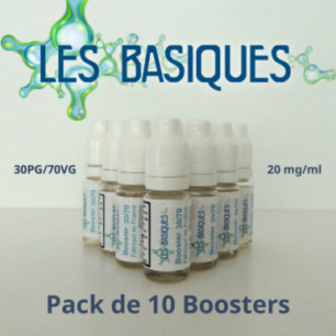Lot de 10 boosters de nicotine Les Basiques 30PG/70VG -20mg/ml