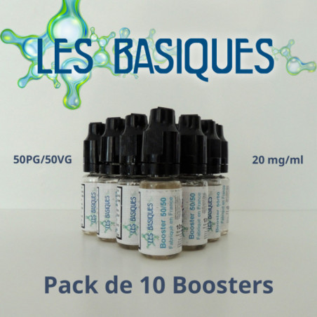 Lot de 10 boosters de nicotine Les Basiques 50PG/50VG -20mg/ml